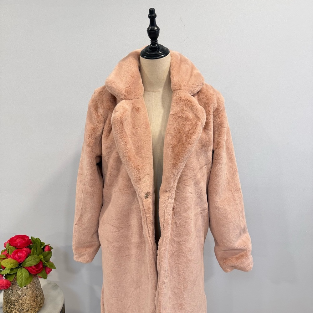 Juicy Couture Light Pink Faux Fur Long Teddy Trench Size Small - Reemoly - Picture 4 of 16